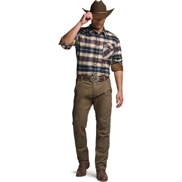 Mens Blue Cotton Flannel Shirt Long Sleeve Brushed Soft Casual Outdoor Plaid - Picture 3 of 9